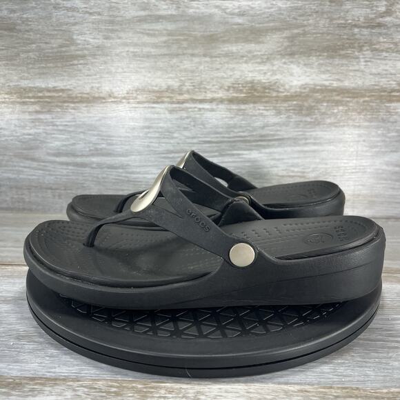 Crocs Women’s Sanrah Circle Flip Flop Thong Sandals Size 9 - Picture 1 of 8
